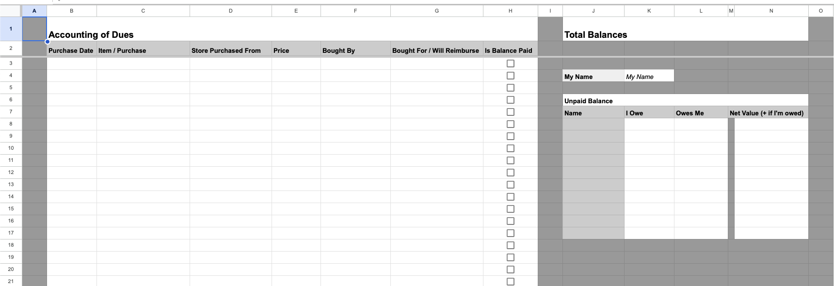 Image of Dues for keeping track of owed money